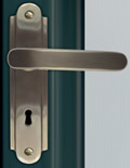 Art Deco handle (Not FA) Available with or without escutcheon in dark bronze or satin chrome finish only