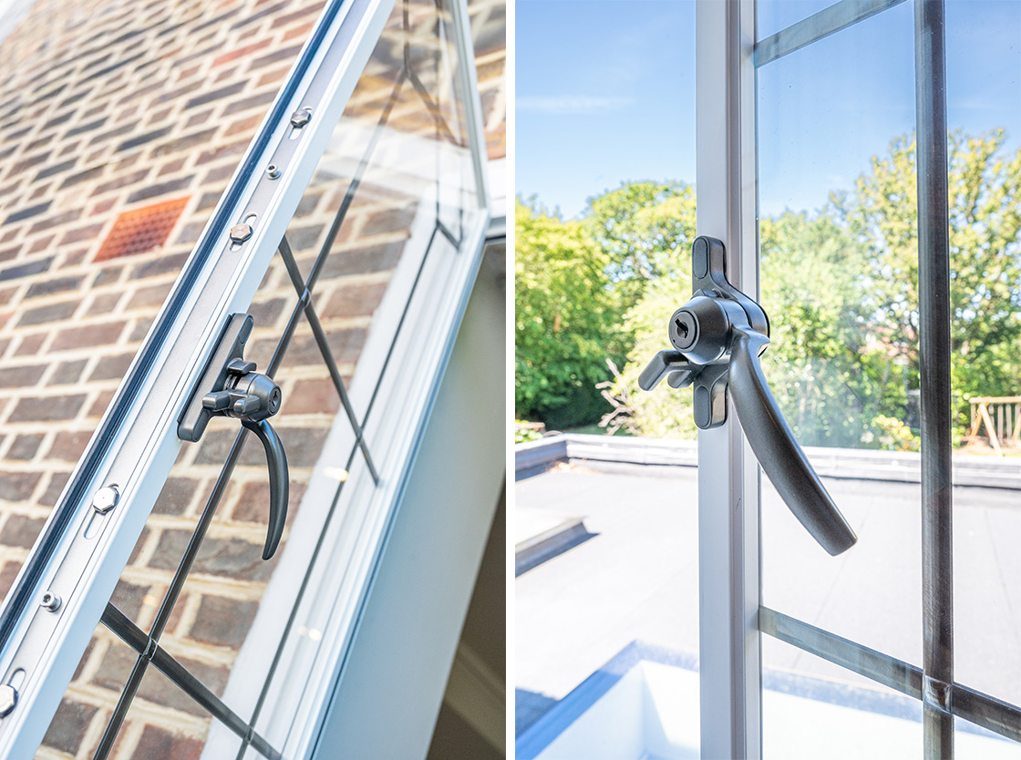 Beautiful leaded EB20 steel windows crafted for Hampstead Garden Suburb family home