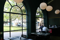 Strada restaurant in Harpenden with feature Clement steel windows bringing in masses of light.