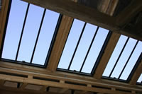 Internal view of linked rooflights, unplastered