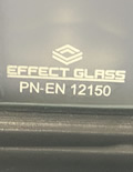 Typical marking for toughened safety glass