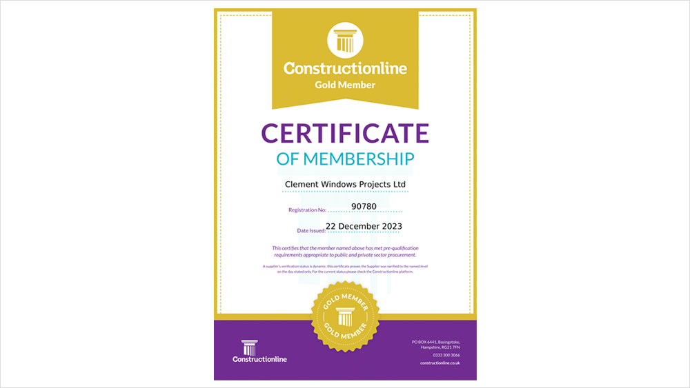 Clement achieves Gold Constructionline membership for another year